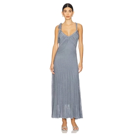 Zimmermann Cascadian Metallic Halter Midi Kjole, Metallic Blue 